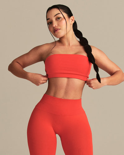 Essential Twist Back Bandeau Bra | Lava Red
