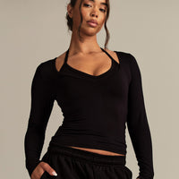 Smooth Contour Long Sleeve Reversible T-Shirt | Black