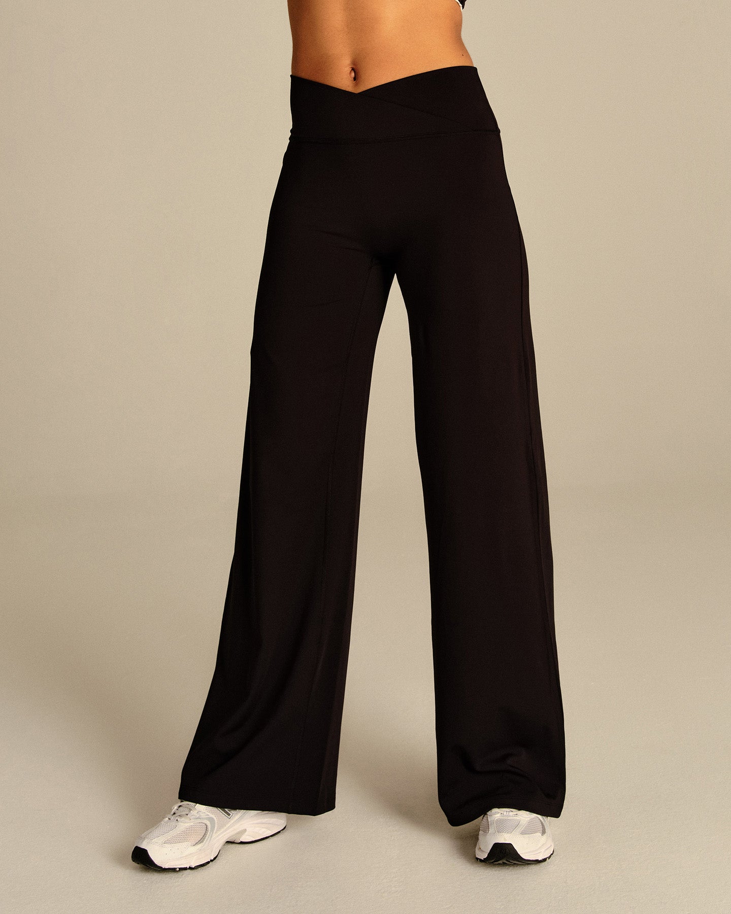Essential Wrap High Waist Straight Leg Pants | Black