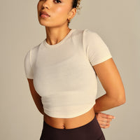 Comfort Ribbed Cropped T-Shirt | Coconut White
