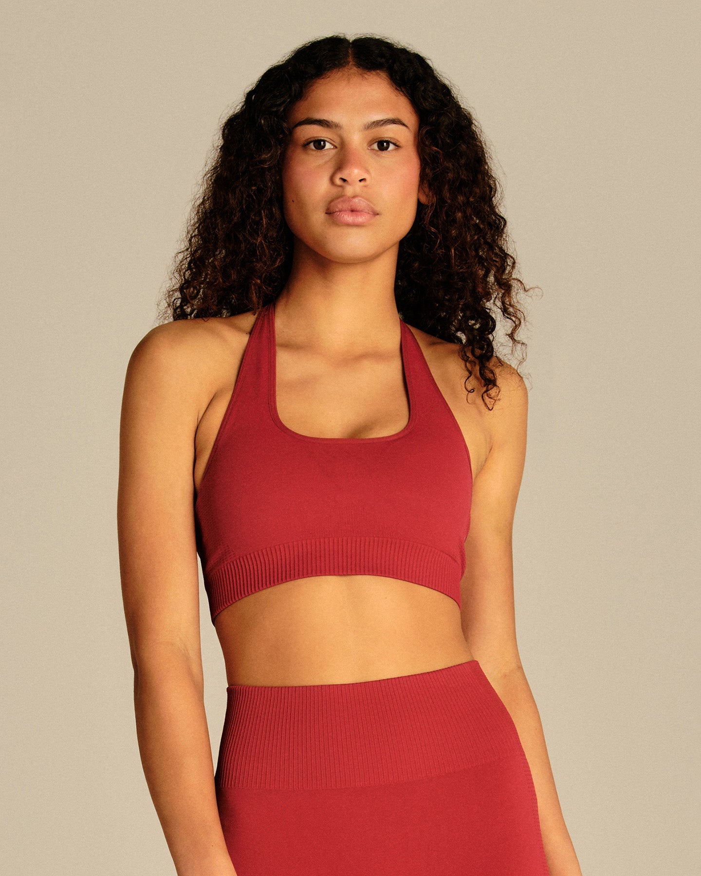 Power Halter Neck Bra | True Red