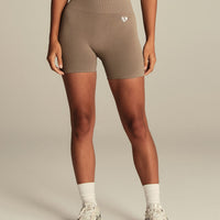 Power High Waist Shorts | Taupe Grey