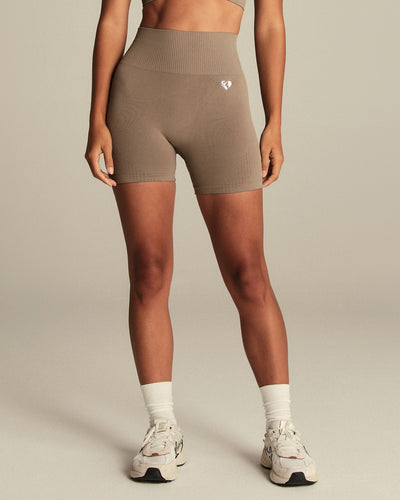 Power High Waist Shorts | Taupe Grey