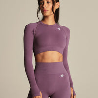 Power Long Sleeve Crop Top | Dusk Plum