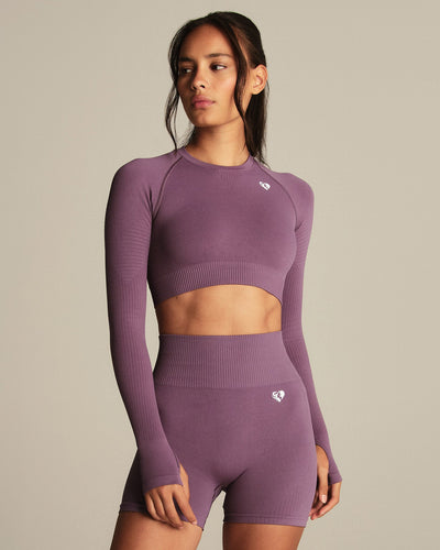 Power Long Sleeve Crop Top | Dusk Plum