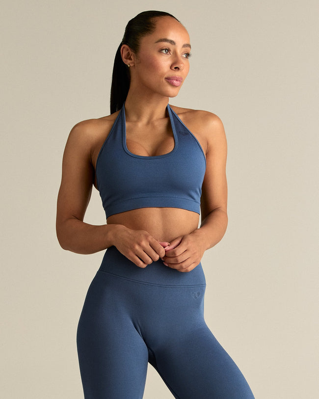 Motion Seamless Halter Bra | Blueberry