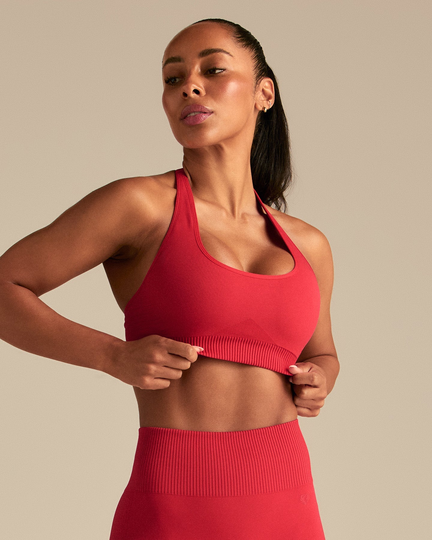 Power Halter Neck Bra | Spicy Red