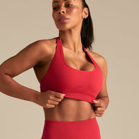 Power Halter Neck Bra | Spicy Red