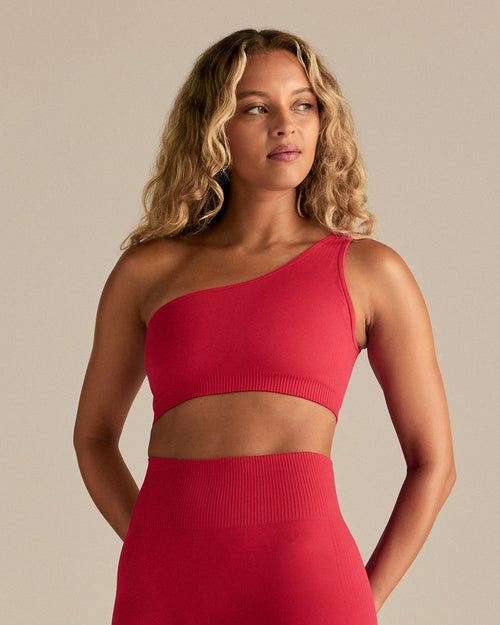 Power One Shoulder Bra | Spicy Red