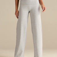 Cotton Contour Fold Over Straight Leg Pants | Grey Marl