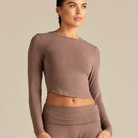 Cotton Contour Long Sleeve T-Shirt | Mocha
