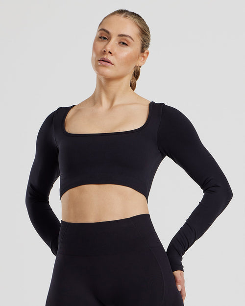 Define 2.0 Long Sleeve Built-In Bra Top | Black