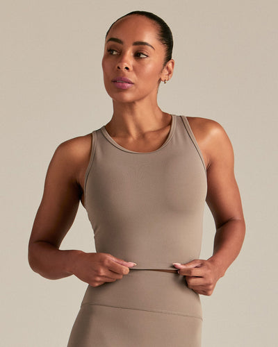 Essential Crop Tank Top | Taupe Grey