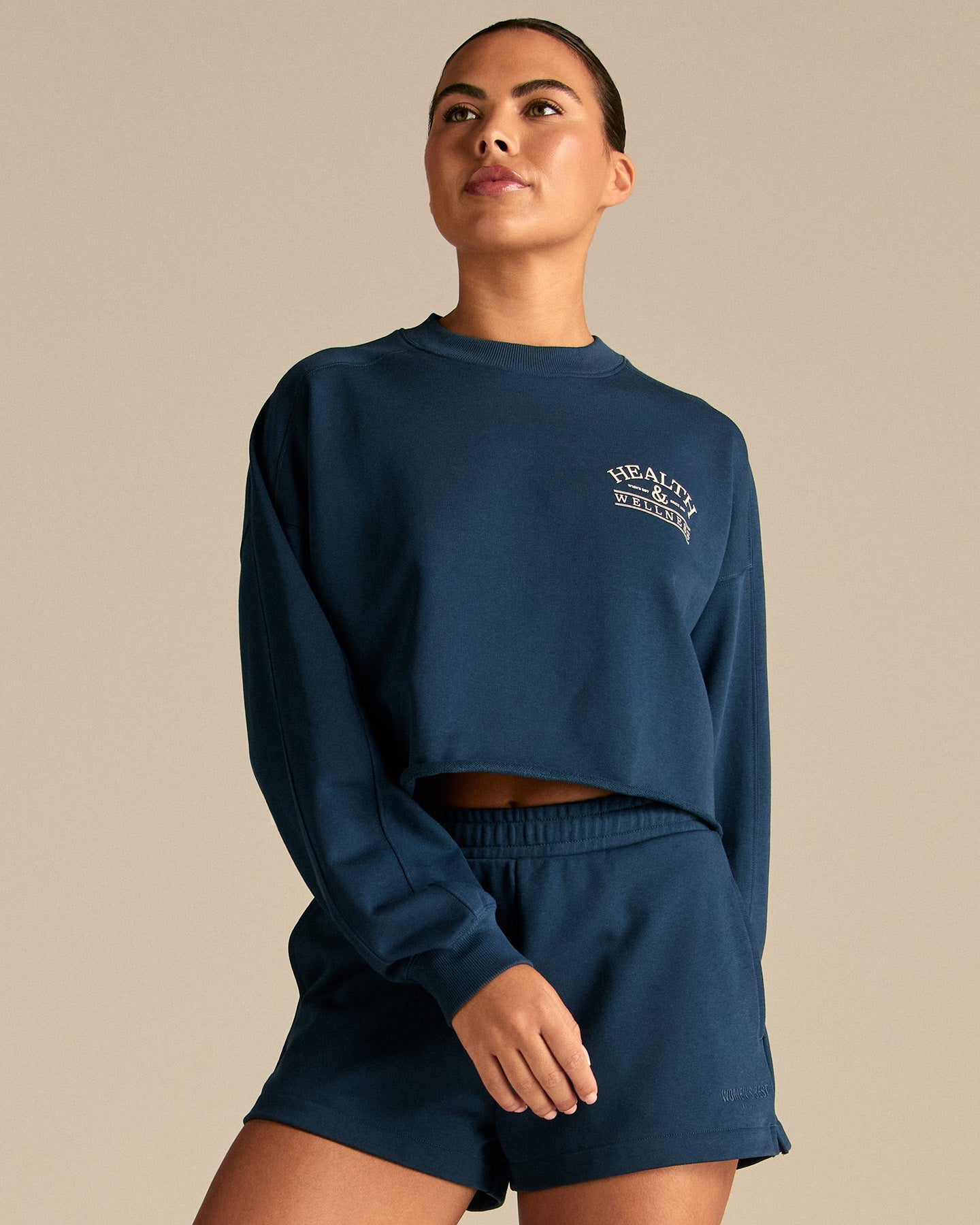 Comfort Lightweight Raw Edge Oversized Crew Neck | True Navy