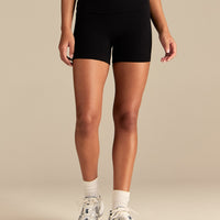 Cotton Contour Fold Over Shorts | Black