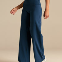 Cotton Contour Fold Over Straight Leg Pants | True Navy