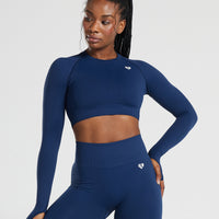 Power Long Sleeve Crop Top | Sapphire Blue