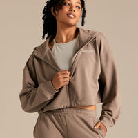 Comfort Lightweight Draw Hem Hoodie | Taupe Grey