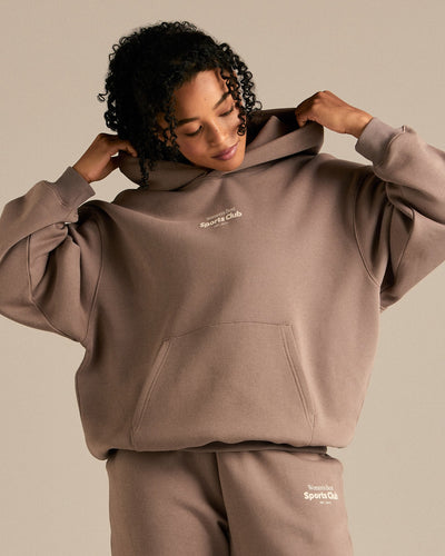 Comfort Oversized Sports Club Hoodie | Taupe Grey