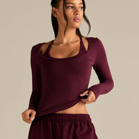 Smooth Contour Long Sleeve Reversible T-Shirt | Merlot