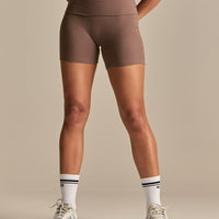 Cotton Contour Fold Over Shorts | Mocha