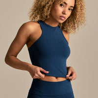 Cotton Contour Racer Tank | True Navy