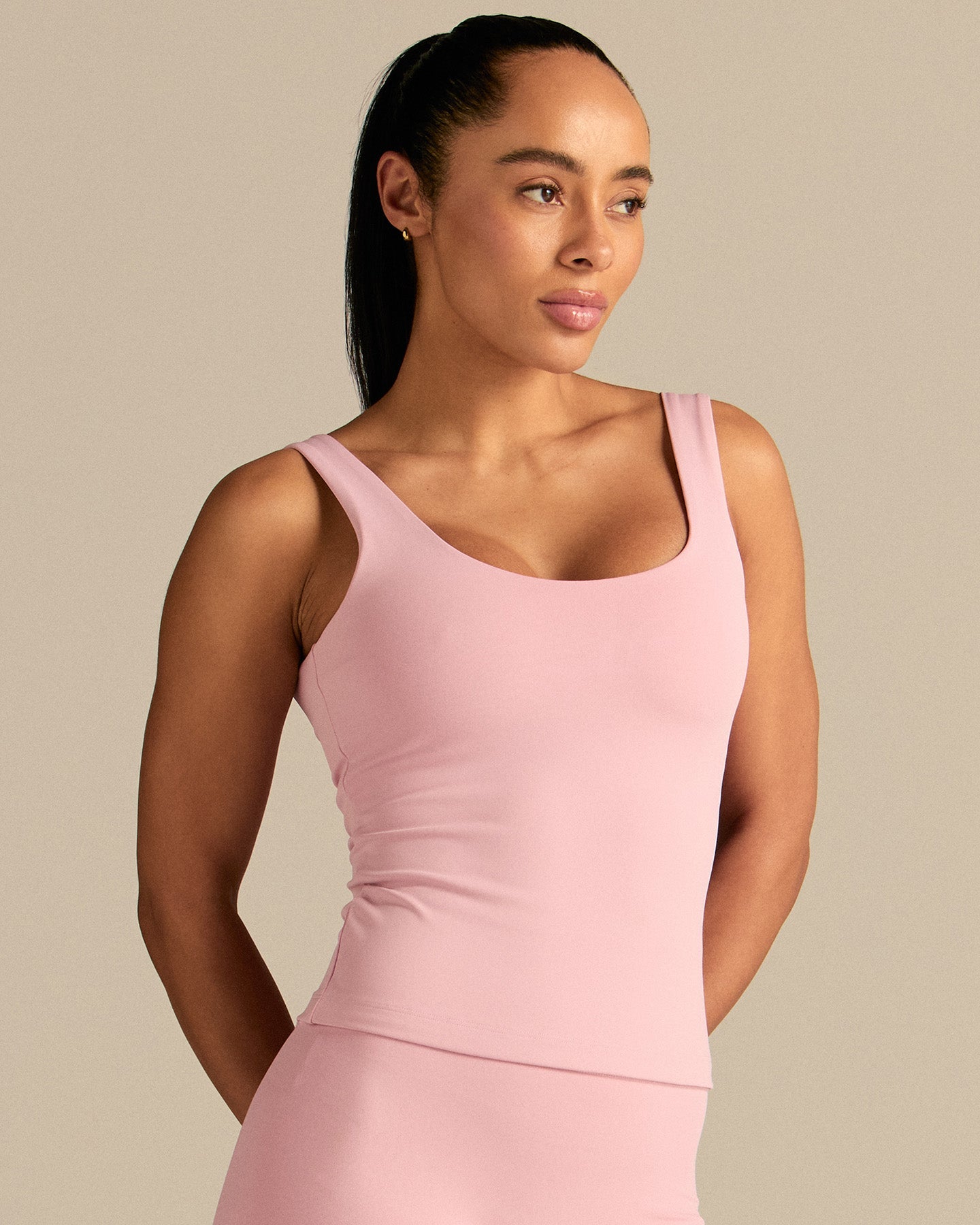 Essential Built-In Bra Scoop Back Tank | Sweet Pink