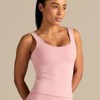 Essential Built-In Bra Scoop Back Tank | Sweet Pink