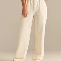 Comfort Lightweight Straight Leg Mid Waist Joggers | Coconut White
