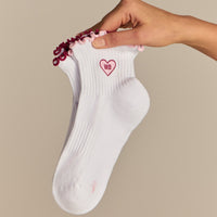 Quarter Frilly Ankle Socks (2PK) | Sweet Pink/Strawberry Kiss