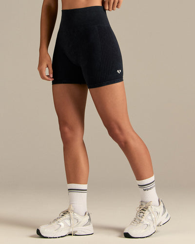 Power High Waist Shorts | Washed Black