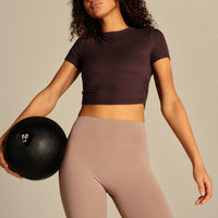Comfort Ribbed Cropped T-Shirt | Cafe Noir