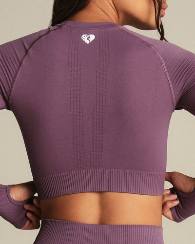 Power Long Sleeve Crop Top | Dusk Plum