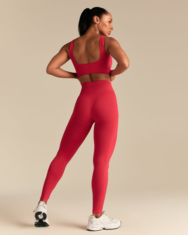 Power Seamless Open Back Mini Bra | Spicy Red