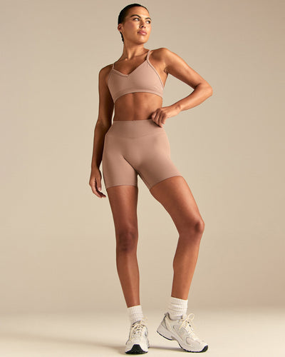 Emphasize Mid Waist 5" Shorts | Mauve Taupe