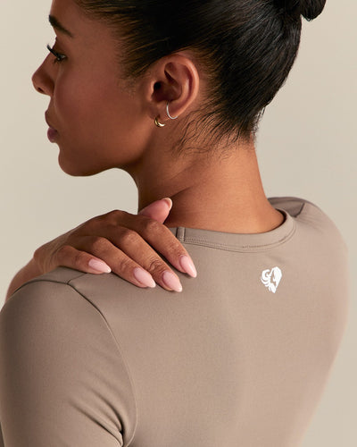 Essential Cropped Short Sleeve Tee | Taupe Grey