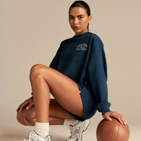 Comfort Lightweight Raw Edge Oversized Crew Neck | True Navy