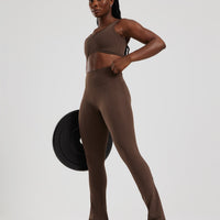 Essential High Waist Mini Flared Leggings | Cocoa