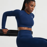 Power Long Sleeve Crop Top | Sapphire Blue