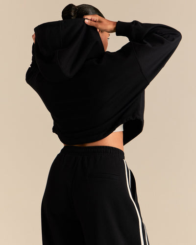 Comfort Lightweight Draw Hem Hoodie | Black