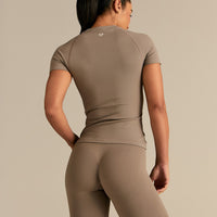 Power Short Sleeve Top | Taupe Grey