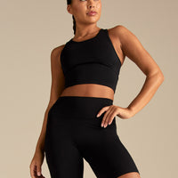 Essential High Waist Cycling Shorts with Pockets | Black