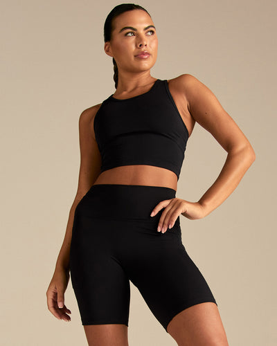 Essential High Waist Cycling Shorts with Pockets | Black