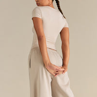 Smooth Contour Midi Short Sleeve T-Shirt | Stone