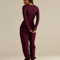 Smooth Contour Long Sleeve Reversible T-Shirt | Merlot