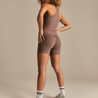 Cotton Contour Fold Over Shorts | Mocha