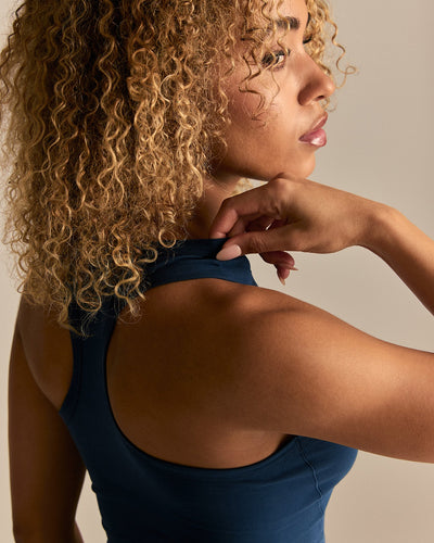Cotton Contour Racer Tank | True Navy
