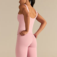 Essential Built-In Bra Scoop Back Tank | Sweet Pink