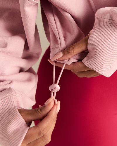 Comfort Lightweight Half Zip Draw Hem Sweat | Sweet Pink