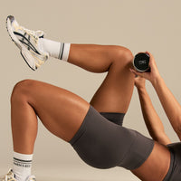 Essential High Waist Shorts | Slate Grey